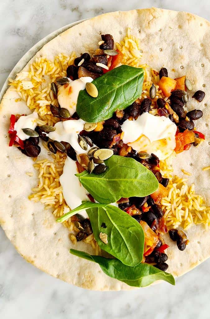 Burrito met zwarte bonen vegan recept